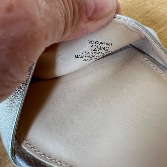 VINCE CAMUTO CORLINA ANKLE STRAP HEELED SANDAL 12M SILVER WEDDING HOLIDAY GLAM - Picture 7 of 11